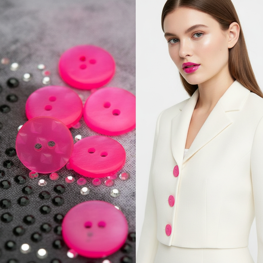 Bouton Nacre Teintée Fuchsia