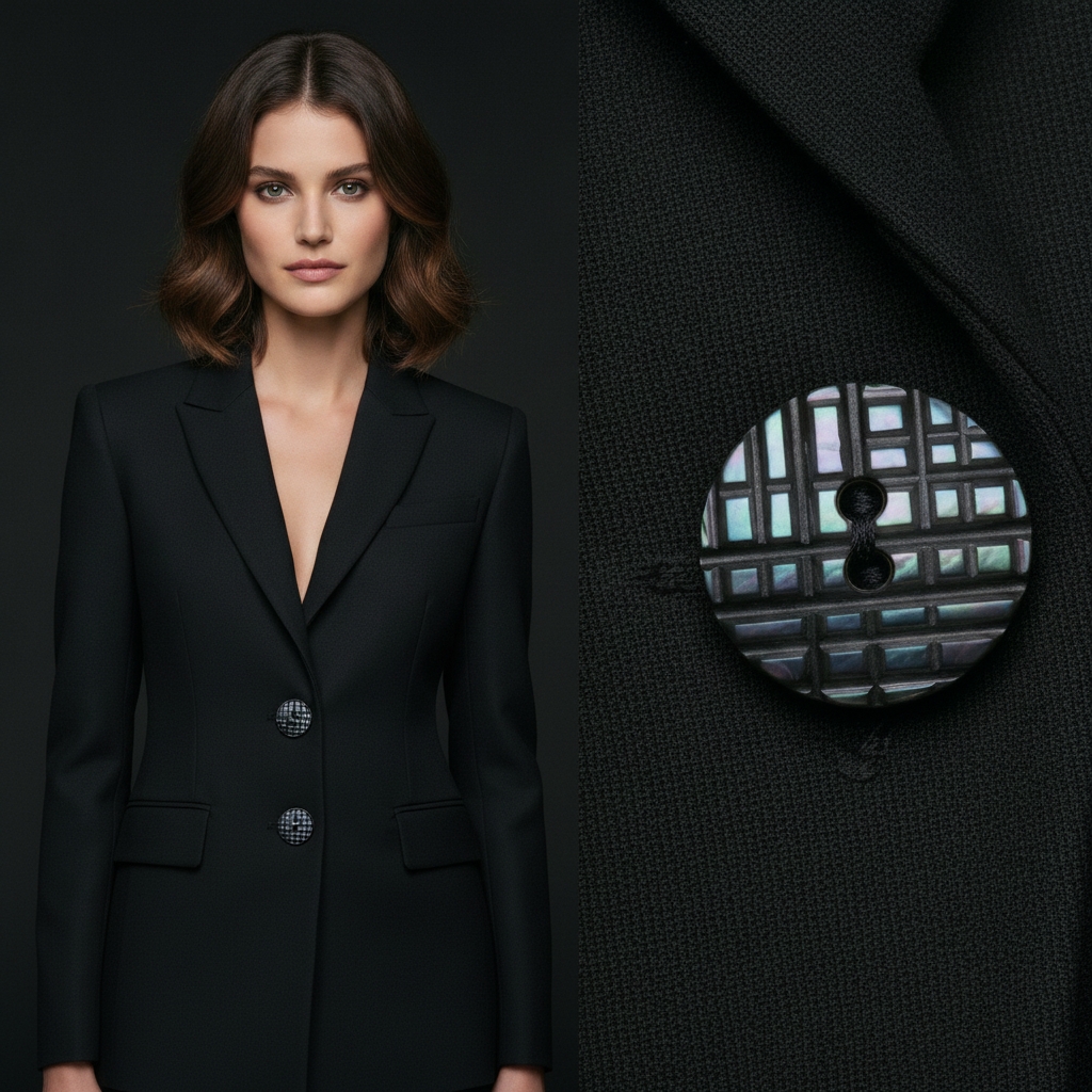 Bouton Nacre Damier Abalone